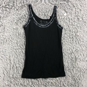 Threads 4 Thought Tank Top Womens Medium Embellished Neckline Black